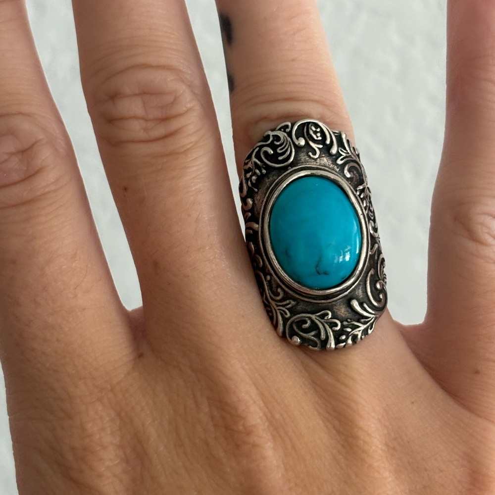 Sterling Silver Turquoise Ring Made In Isreal 925 Sterling Turquoise Jewelry